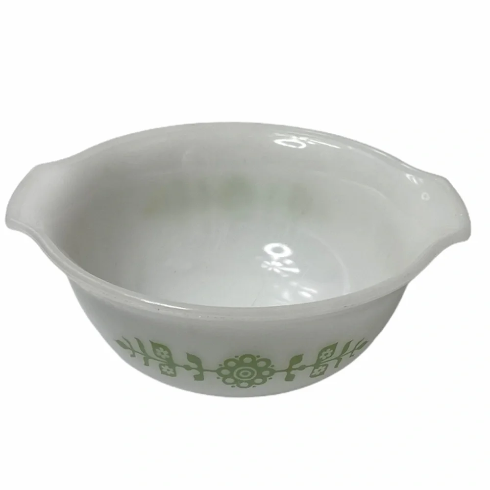 Vintage Pyrex Bowl Side Handles Floral Design MCM Cottagecore Retro Cottage